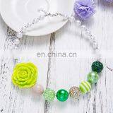 Girl Green Handmade Necklace With Resin Flower Children Chunky Bubblegum Beads Necklace thumbnail-2