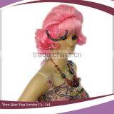 Long Short Curly Pink Party Wigs thumbnail-3