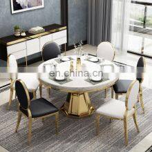Modern Luxury Round Marble Round Table Leather Chairs Dining Room Set Furniture Dining Room Sets