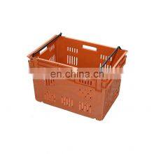 Stackable Nest Tray Plastic Mesh Fruit And Vegetable Mesh Crate With Swing Bar Handle