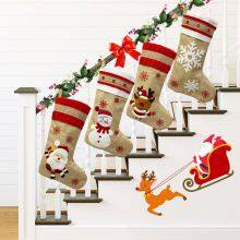 Christmas DecorationsSackcloth Embroidery Christmas Socks Gift BagChristmas Decoration Pendant thumbnail-4