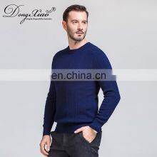 High Quality 100% Merino Wool Crew Neck Cable Knitted Pullover Sweater for Men for Winter thumbnail-6