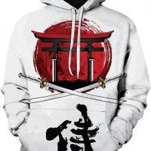 Men's Japanese Samurai Hooded Pullover 3D Printing Hoodie Sweatshirt