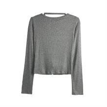 Spring New Style Knitted Sweater in European Style With Round Neckline, Pure Color, Loose Fit, Long-sleeved, Suitable for Women, Stylish Design. thumbnail-1
