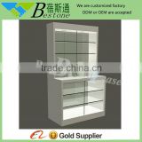 Single floor standing jewelry glass tower display case for ring/ glass jewelry display table