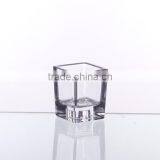 Hand Pressed Crystal Glass Square Candle Cup for Votive. thumbnail-1