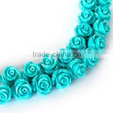 Nice Turquoise #2 Synthetic Turquoise Carved Rose Howlite Coral Flower Carving Loose Beads 20 pcs per Bag For Jewelry Making