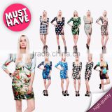 high quality dress fullprint 3D digital ready stock custom sublimation print for Women ladies fashion dress