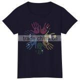 Colorful Hand Printing for Group Activities Short Sleeves Tshirt for Girls thumbnail-2