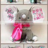 Monogrammed Baby Gift Personalized Embroidered Plush Elephant Birth Announcement thumbnail-6