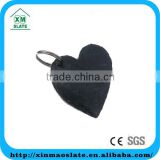 [factory direct] 8x8cm Natural Edge Heart Shape Slate Key Ring Item YSK-0808HG2A