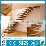 Customized Glass/wood Straight Floating Stairs With Light--YUDI thumbnail-5