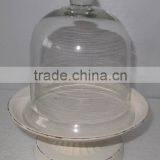 High Quality Antique White Pedestal Plate With Glass Cloche