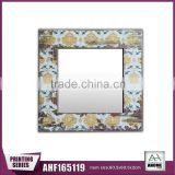 Decorative Antique Wooden Mirror Frame Flower Paper,Shabby Chic Square Shape Mirror Frame
