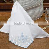 Hand embroidered white cotton handkerchief-design 20