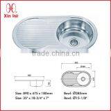 304 topmount stainless steel kitchen sink with draining board