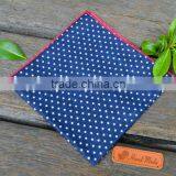 Navy Polka Dot Slant Point CUSTOM POCKET SQUARE Prefolded & Sewn thumbnail-1