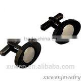 Oval 2 Tone Black Plated Accent Stainless Steel Custom Cufflinks Blanks