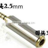 Metal 3.5mm Male Jack to 2.5mm Female Stereo Headphone Audio Adapter Gold Plated
