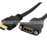 3 ft Standard HDMI Cable for Panel Mount F/M 1 x HDMI Female 1 x HDMI Male Black