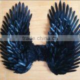 Adults' Black Costume Feather Angel Wings Point Up or Down thumbnail-1