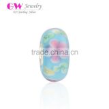 Attractive Sky Blue Colorful Flower Silver Single italy Murano Glass Beads