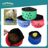 Wholesale colorful waterproof 600D travel dog bowl, disposable collapsible pet dog travel bowl