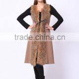 2016 PRETTY STEPS Winter Collections New Woman's Long Slim Feather Sleeveless Coat thumbnail-1