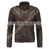 Locomotive style Men's slim fit leather jacket