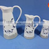 Ceramic white glazed pitcher and jug