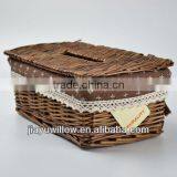 Cheap Brown Wicker Napkin Box With LId and LIner thumbnail-1