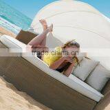2017 Trade Assurance Comfortable Round Shape pe Round Rattan Wicker Chaise Sun Daybed With Plastic Canopy thumbnail-4
