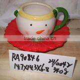 Promotional Snowman Shape Christmas Ceramic Coffee Mug With Soucer thumbnail-1