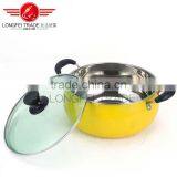 New Design 5pcs Colorized Drum-shaped Stainless Steel Soup Pot Kitchen Cookware With Decal thumbnail-4