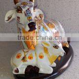 Indian Handicraft Hand Painted Resin Kamdhenu Cow thumbnail-2