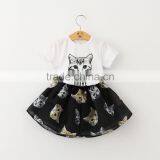 2016 Summer Children's Clothing Sets 3 d Cartoon Cat Printed t Shirt and Skirt Twinsets thumbnail-3