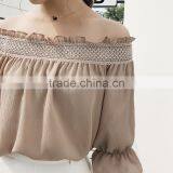 MAXNEGIO Latest Chiffon Strapless Flare Sleeve Blouse Top thumbnail-5