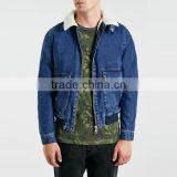 Man Fleece Jacket With Fleece Collar Black Denim Winter Jacket for Men thumbnail-1