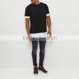 Fashion Design Men's Longline Two Tone T Shirt Elongated Panel T Shirt Hip Hop Streetwear thumbnail-3