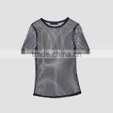 Wholesale Women Custom Top Casual Woman Mesh Short Sleeve Knitted T-Shirt China Supplier thumbnail-6