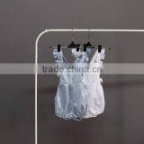 Boutique Flutter Sleeve Blue Girls Solid Color Cotton Jumpsuit Ruffle Baby Romper thumbnail-1