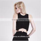 Knitted Halter Bustier Crop Top Women Summer Sexy Black Cross Off Shoulder Elastic Tube Tank Sleeveless Vest thumbnail-2