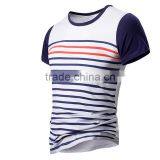 High Quality Wholesale Bulk Striped 100%Cotton T-shirt Men's Tshirts thumbnail-3