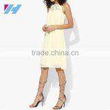 Korean Ladies Fashion Clothing Wholesale Sleeveless Midi Chiffon Crochet Trapeze Dress thumbnail-2