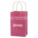 USA Made Solid Tinted Kraft Shopping Bag - Made of Kraft Paper, Dimensions Are 5.25" x 3.25" x 8.5" and Comes With Your Logo. thumbnail-2