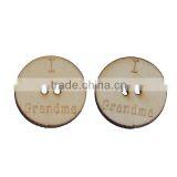 Wood Sewing Buttons Scrapbooking 2 Holes Round Natural Message Pattern I Love Grandma " thumbnail-1