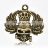 Antique Bronze Halloween Crown Skull Charms Pendants 31x30mm thumbnail-1