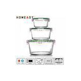 PP Lid Round Pyrex Glass Container Set With FDA , LFGB And SGS