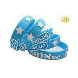 Anti Corrosion blue Advertising Silicone Wristbands / Bracelets Eco - friendly