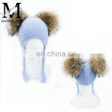 2017 Hot Selling Cheap Cute Winter Hat Two Poms Beanie Baby Girls Pink Fur Hat thumbnail-4